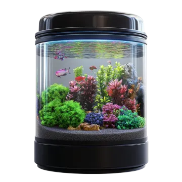 a fish tank filled with water and plants