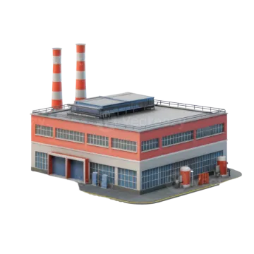 a 3d model of a factory building