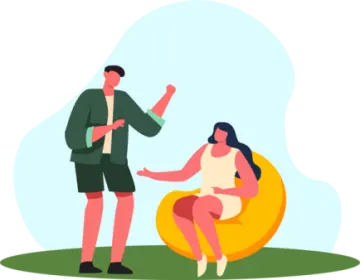 a man and woman sitting on an inflatable chair