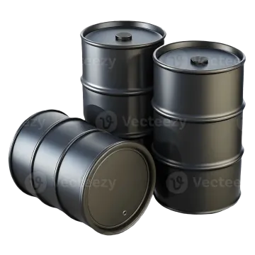 three black barrels on a white background