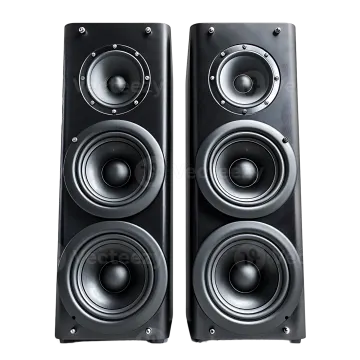 a pair of speakers on white background