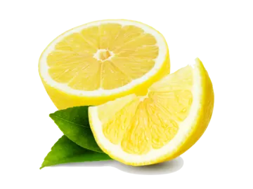 two slices of lemon on a white background