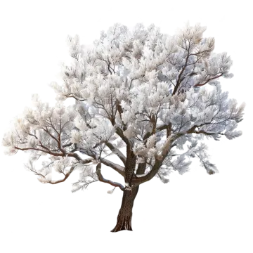 a tree with frosty branches on it