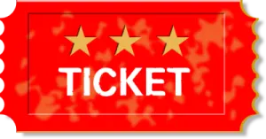 a red ticket with stars on it
