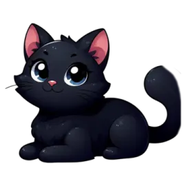 a black cat with blue eyes sitting down