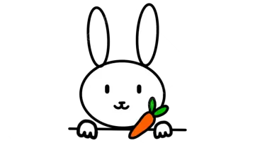 a white rabbit holding a carrot