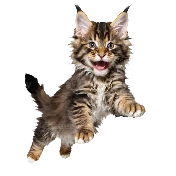 a kitten is jumping in the air
