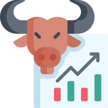 a bull's head with an upward graph