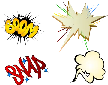 a set of four different comic style icons