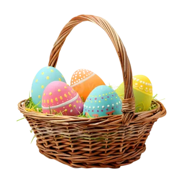 a basket filled with colorful easter eggs