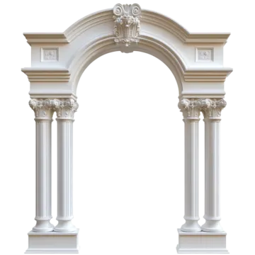 a white arch with two columns