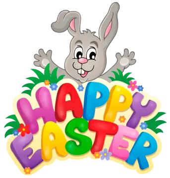 an easter bunny with the words happy easter