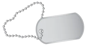 a dog tag with a chain attached to it