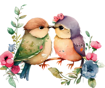 watercolor love birds clipart