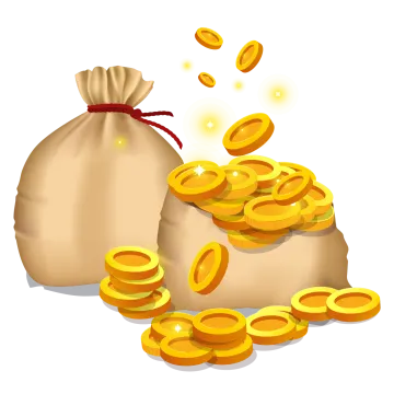 a bag full of gold coins
