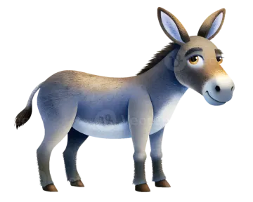 a small donkey standing on a white surface