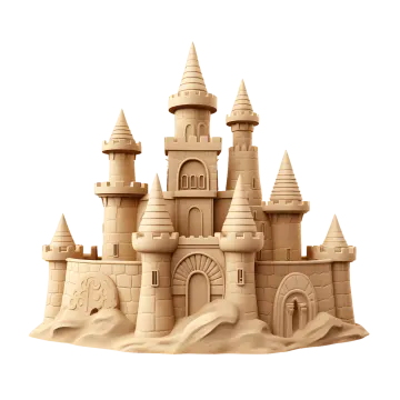 a sand castle on a white background