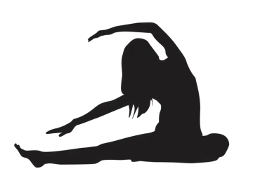 a black and white silhouette of a woman doing yoga
