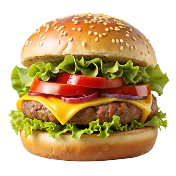 a hamburger on a white background