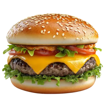 a hamburger with cheese, tomato and lete