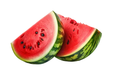 two slices of watermelon on a white background