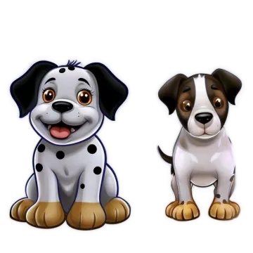 a dog and a puppy sitting side by side