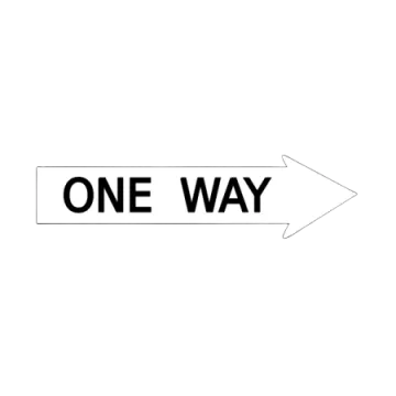 a one way sign on a white background