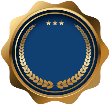 a gold seal with laurel and stars on it