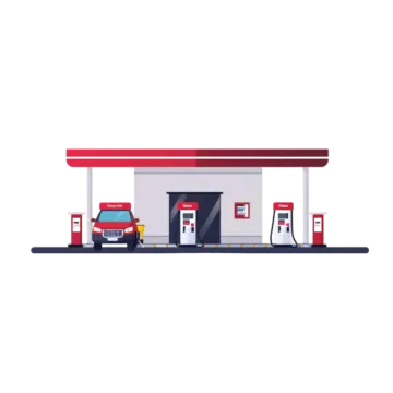 an illustration of a gas station