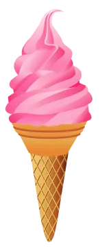 an ice cream cone with pink frosting