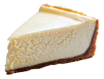 a piece of cheese cake on a white background