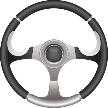 a steering wheel on a white background