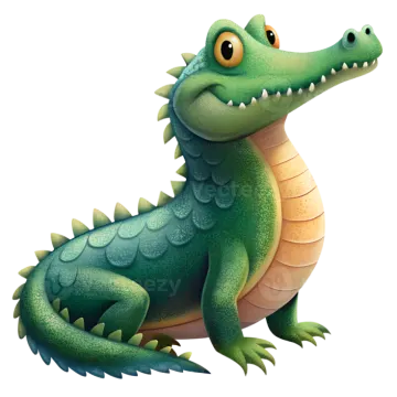 a cartoon crocodile sitting on the ground