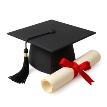 a mortar and diploma on a white background
