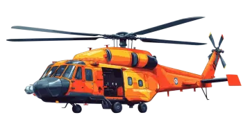 an orange helicopter on a white background
