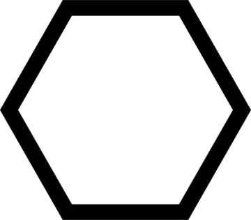 a black and white hexagon on a white background