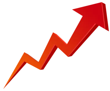 a red arrow with an upward going up