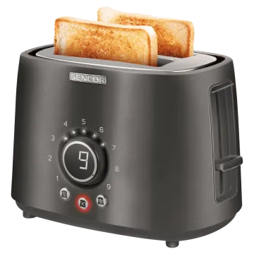 a toaster with two slices of bread in it