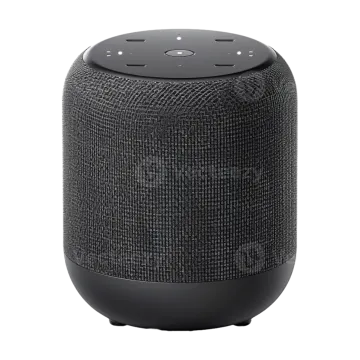 the homepod smart speaker is shown in black