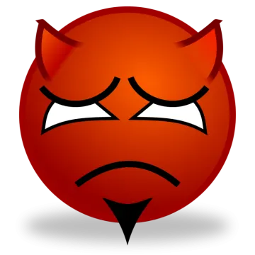 a red ball with an angry expression on it