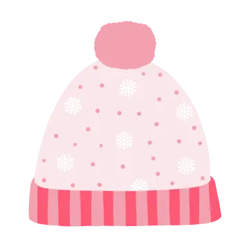 a pink hat with snowflakes on it