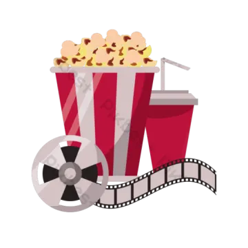 a popcorn bucket and film reel