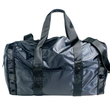 a black duff bag on a white background