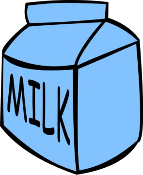 a blue box with the word milk on it