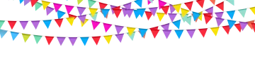 colorful bunting flags on a white background