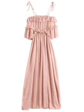 a woman in a pink dress