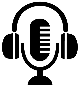 a black and white icon of headphones with euro sign