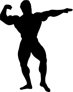 a silhouette of a bodybuilding man