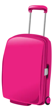 a pink suitcase with wheels
