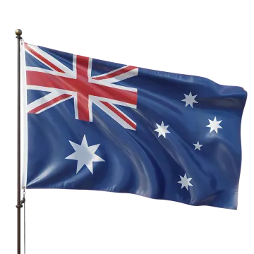 an australian flag flying in the wind